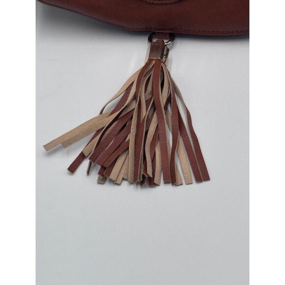 Dolce Vita Brown Faux Leather Woven Saddle Bag Tassel Crossbody Purse - Picture 4 of 11